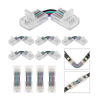 8mm 10mm LED light stirp connector 4pin H L shape For 2835 5050 RGB LED strip - Image 1 of 4