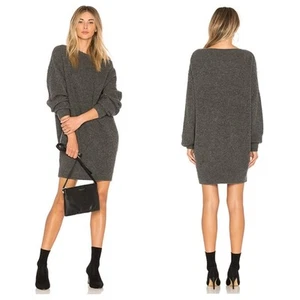 Theory Nimbus Wool Ribbed Cocoon Sweater Dress in Light Charcoal - Size L - Picture 1 of 5
