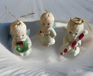 Baby Angel Lot of 3 Christmas Ornaments- Very Cute Excellent Condition - Picture 1 of 11