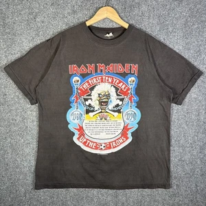 Vintage Iron Maiden Shirt Mens XL Black 90s 1990 First Ten Years Rock Band Tee - Picture 1 of 7