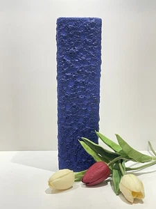 Vintage SILBERDISTEL FAT LAVA W Germany YVES KLEIN BLAU strukturierte quadratische Vase - Bild 1 von 21