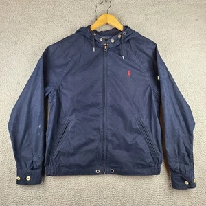 POLO RALPH LAUREN Navy Blue Cotton Poplin Hooded Full Zip Jacket Mens Medium - Picture 1 of 7