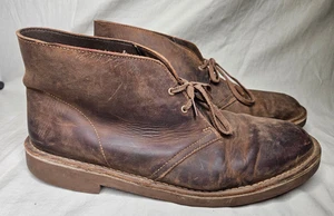 Clarks Chukka Botas del Desierto Para Hombres 13 Anchas Marrón Cuero Envejecido Zapato con Cordones - Imagen 1 de 10