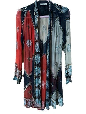 VTG SISTERMAX M Silk Beaded & Sequined  Bohemian  OPEN Jacket  India  Flaws - Image 1 of 4