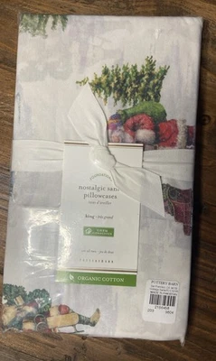 Pottery Barn holiday KING pillowcase Christmas Nostalgic Santa Kid SET 2 New - Image 1 of 4