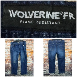 Pantalones de mezclilla Wolverine FR resistentes al fuego Cat 2 13 ATPV azul trabajo elástico 38"x32" - Imagen 1 de 11