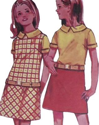 1960s Drop Waist Tunic A Line Miniskirt Dress Sewing Pattern Butterick 4319 - Image 1 of 3