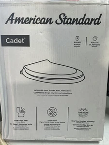 Asiento de inodoro blanco redondo de cierre lento American Standard Cadet 1005-428-066, RL1518 - Imagen 1 de 3
