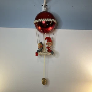 MCM Weihnachtselfe musikalischer Heißluftballon Pixies Vintage Xmas RAR rot ~ FUNKTIONIERT! - Bild 1 von 11