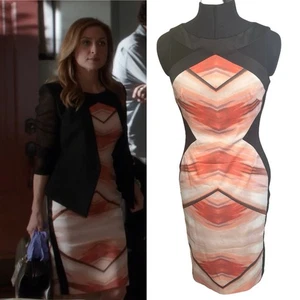 Karen Millen UK 10 Geometric Bodycon Dress ASO Maura Isles In Season 5 - Picture 1 of 10