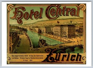 Hotel Central, Zürich, Schweiz Plakat Repro Werbepostkarte - Bild 1 von 2