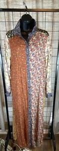 Natural Life Esme Button Down Patchwork Boho Lagenlook Rustic Shirt Dress L - Picture 1 of 4