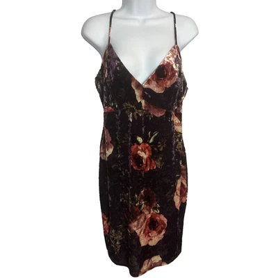 Charlotte Russe Womens XL Crushed Velvet Floral Mini Dress Whimsigoth Fairy HOCO - Image 1 of 4
