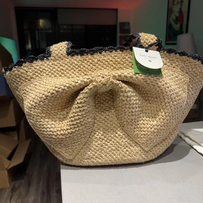 Kate Spade Target Beige Raffia Bow Tote Bag NWT AUTHENTIC IN HAND FAST SHIPPING - Image 1 of 4
