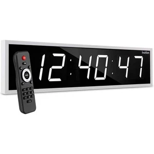 Ivation 24 in. Reloj de Pared Digital Grande Blanco LED Reloj de Pared con Cronómetro - Imagen 1 de 7