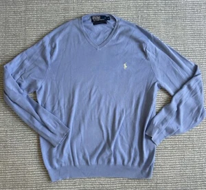 MINT Polo Ralph Lauren POLO  Mens XL Extra Large Light Blue V Neck Yellow Pony - Picture 1 of 4