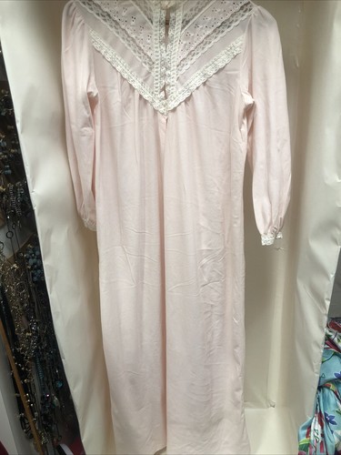 CHRISTIAN DIOR camicia da notte vintage rosa pallido donna taglia S 43” L da ascella