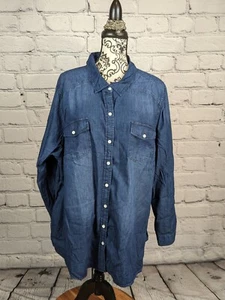 Torrid women's long sleeve button front size 4x chambray NWT top pockets BBIN - Picture 1 of 10