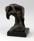 9937045 bronze sculpture nu femme sur base de pierre signé Milo H18cm