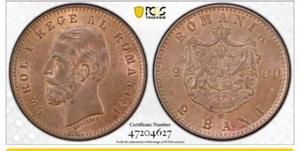 1900 Kingdom of Romania, Carol I. Beautiful Copper 2 Bani Coin. PCGS MS-64BN - Picture 1 of 4