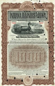 USA INDIANA ILLINOIS & IOWA RAILROAD COMPANY Aktienzertifikat - Bild 1 von 1