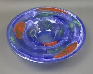 Mduca Signed Large Colorful Studio Art Glass Centerpiece Bowl 16 1/8"  - Picture 1 of 7