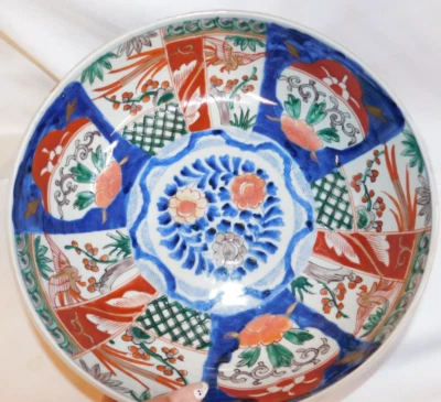 ANTIGUO GRAN JAPONÉS AMIRI FAMILLE NARANJA Y AZUL IMPRESIONANTE EJEMPLO ~ 3 5/8 X 10 1/2 Foto 1 de 4