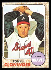 1968 Topps #93 Tony Cloninger Baseball Card - - Excellent