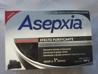 1 ASEPXIA CHARCOAL ACNE BAR SOAP 4 Oz / 1 JABON PARA ACNE ASEPXIA CARBON 4 Oz - Image 1 of 4