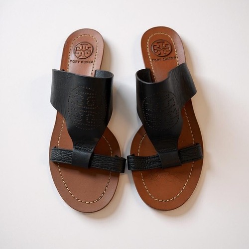 Tory Burch sandali con zeppa in pelle slide scarpe firmate nere taglia 5 5