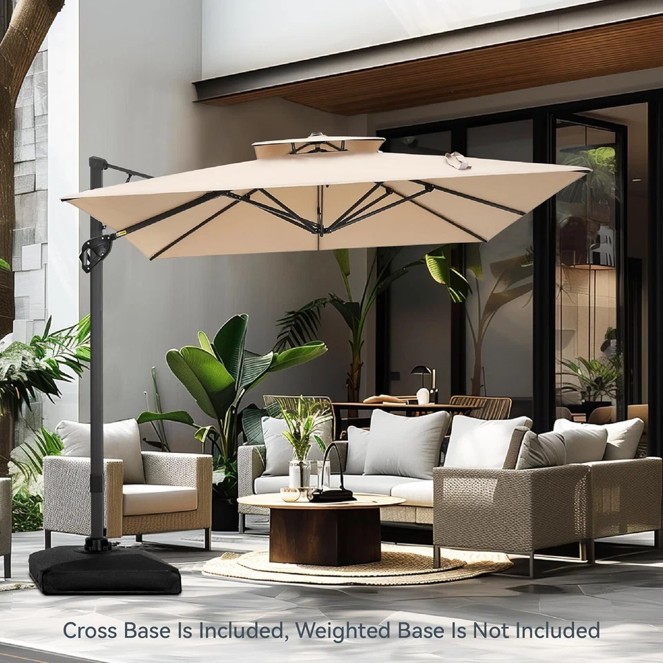 10x13 ft Cantilever Patio Umbrella Outdoor Large Square Umbrellas w/360°Rotation - Image 1 of 4