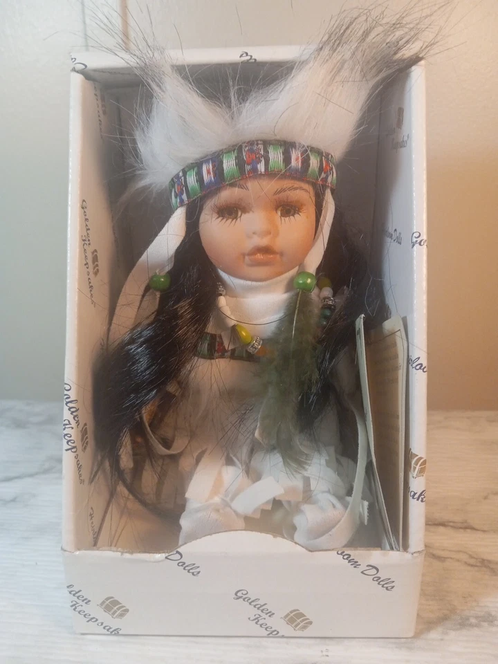 Golden Keepsakes Little Cubs Native American Indian Boy Doll Vintage Ship