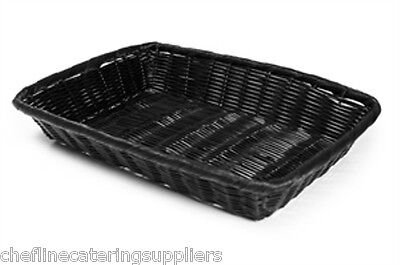 Rectangular Poly-Rattan Basket, Black, Table Service 23x15x7(H) Cm • 4.85£