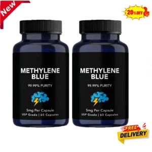 2 Pack Methylene Blue Capsules 5mg - USP Grade, 99.99% Purity, 60 Capsules A1Q4 - Picture 1 of 11