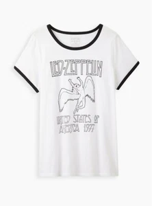 Torrid Led Zeppelin Classic Fit Ringer Tee Cotton White 5 5x 28 #C57539 - Picture 1 of 4