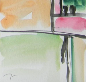 JOSE TRUJILLO - NEW ORIGINAL Watercolor Painting Abstract Minimalist CONCEPTUAL  - Picture 1 of 8