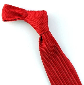 Umo Lorenzo solide Strick Herren Krawatte 2,5" dünn Mode gestrickt rot Krawatte - Bild 1 von 3
