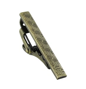 Michelsons of London Patterned Brushed Brass Tie Clip - Picture 1 of 3