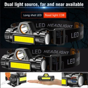 2 x Super Bright Headlamp Rechargeable Headlight Head Work Lamp Flashlight - Picture 1 of 28