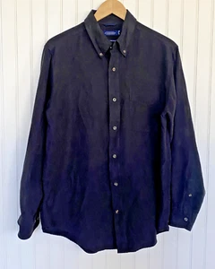 CONSENSUS LUXURY FAUX SUEDE BLACK MENS SHIRT SIZE MEDIUM - Picture 1 of 7