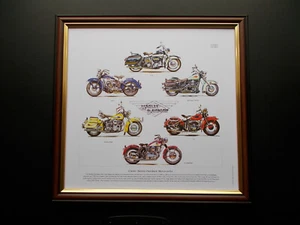CLÁSICO HARLEY DAVIDSON ESTAMPADO ENMARCADO - Imagen 1 de 1