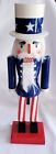 Vintage Patriotic 4th of July Uncle Sam Nutcracker Red, White and Blue  13" 