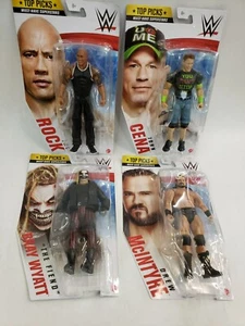 SET OF FOUR MATTEL TOP PICKS WWE PRO WRESTLING ACTION FIGURES ROCK CENA WYATT + - Picture 1 of 5