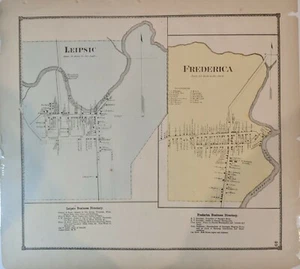 Map: Delaware, Leipsic/Frederica 1863 Pomeroy & Beers Hand Colored - Picture 1 of 6
