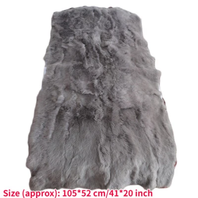 100% Natural Rabbit Fur Patchwork Leather Fluffy Soft Furry for DIY Blanket Rug - Image 1 of 4