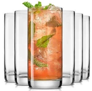 Faye 13oz Highball Glasses, 6pc Tall Glass Sets. Lead-Free Crystal Drinking G... - Picture 1 of 9