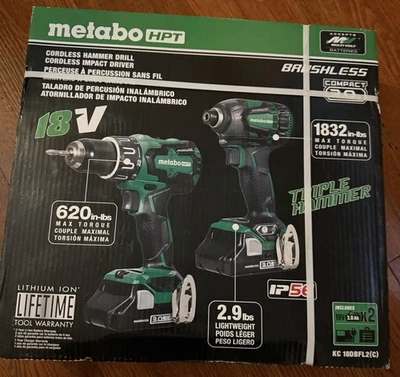 Metabo HPT KC18DBFL2(C) 18V Hammer Drill and Triple Impact Driver Kit - Image 1 of 4