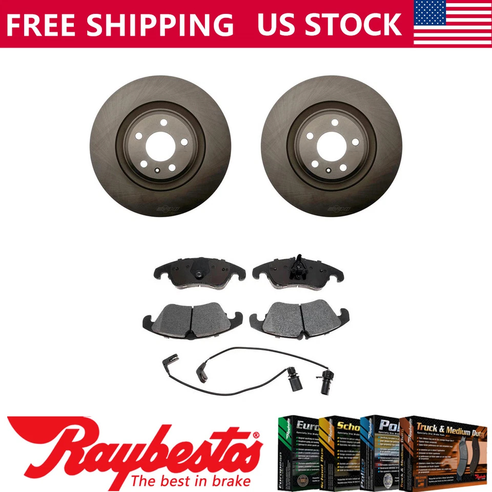 Front Kit Brake Rotors + Metallic Pads & Hardware For 2008-2011 Audi S5 - Image 1 of 4