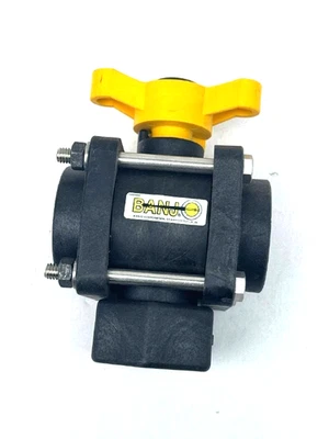 Banjo V1000 1" FNPT Polypropylene Ball Valve 3-Way FKM Seal - Image 1 of 4