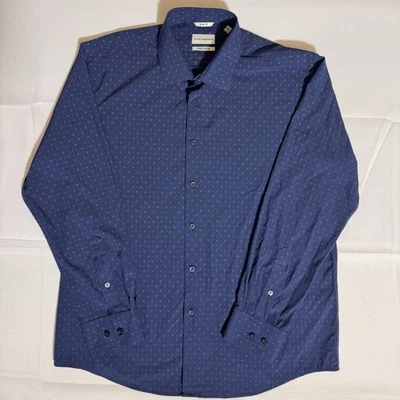 Camisa de vestir Lucky Brand, RN#145590, flor, ajustada/elástica, azul, masculina, grande Foto 1 de 4
